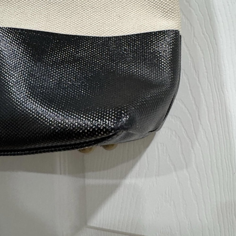 FOSSIL Austin Shoppper Off White Black Cotton Canvas Tote‎ Shopper Canvas Bag - Picture 6 of 12